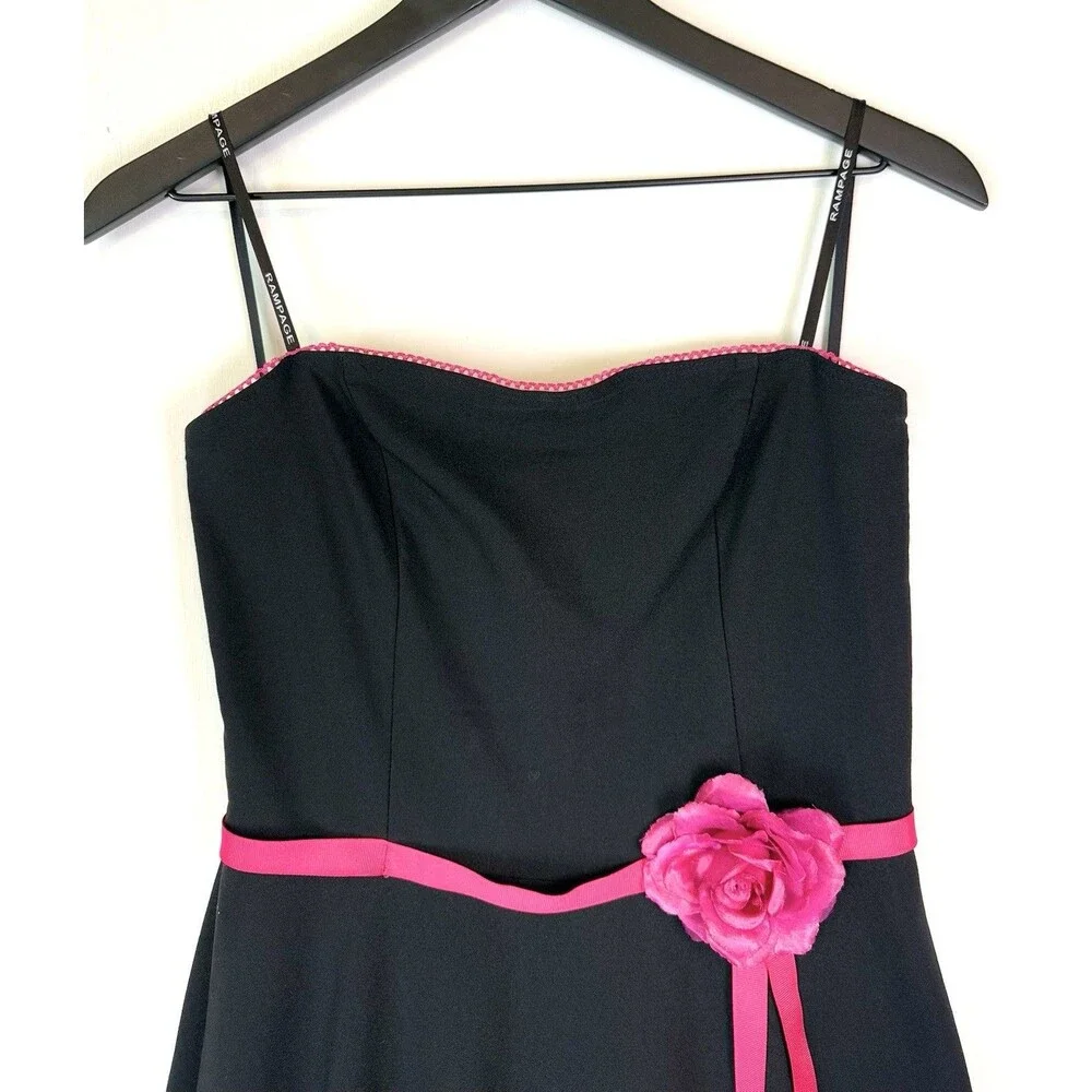 Vintage Rampage Strapless Dress Size 9 Pink Black Whimsi Goth A-Line 90s Y2K